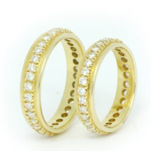 Full Eternity Wedding Rings in Yellow Gold