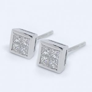 Princess Cut Studs (Illusion)